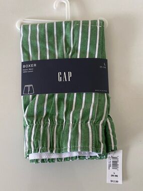 GAP Green and White Striped Cotton Boxers